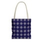 Navy Geo Floral Pattern Tote Bag — Reusable Everyday Shopping Tote