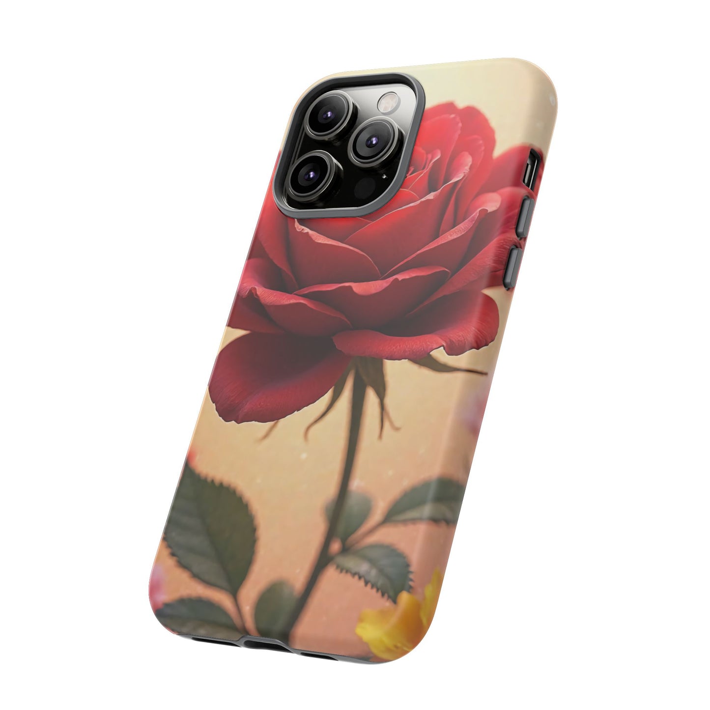 Floral Phone Case with Red Rose Design, Tough Phone Cover, Flower Print, Gift for Her, Stylish Accessory, Floral Aesthetic