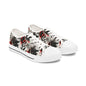 Floral Ink-Blend Low Top Sneakers — Artistic Black & Red Canvas Shoes