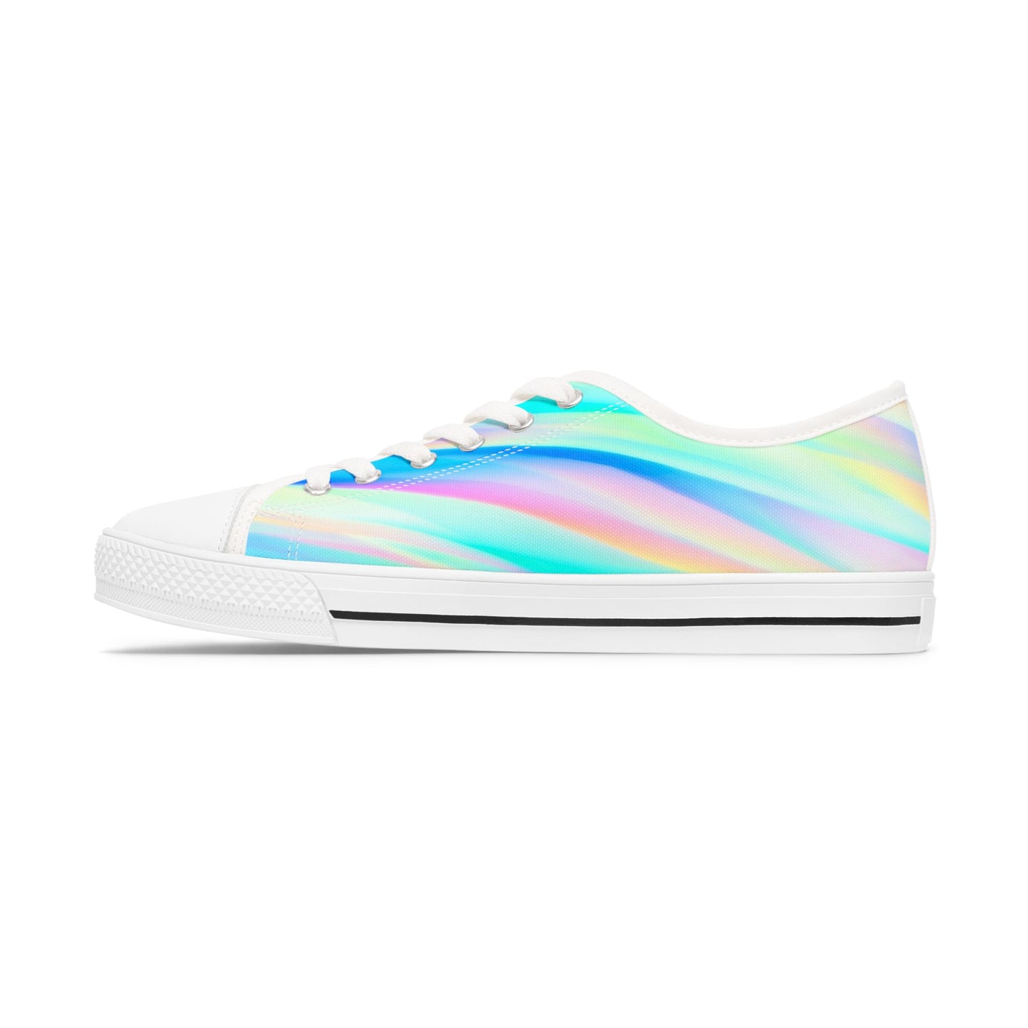 Holographic Rainbow Low Top Sneakers — Women's Iridescent Casual Shoes