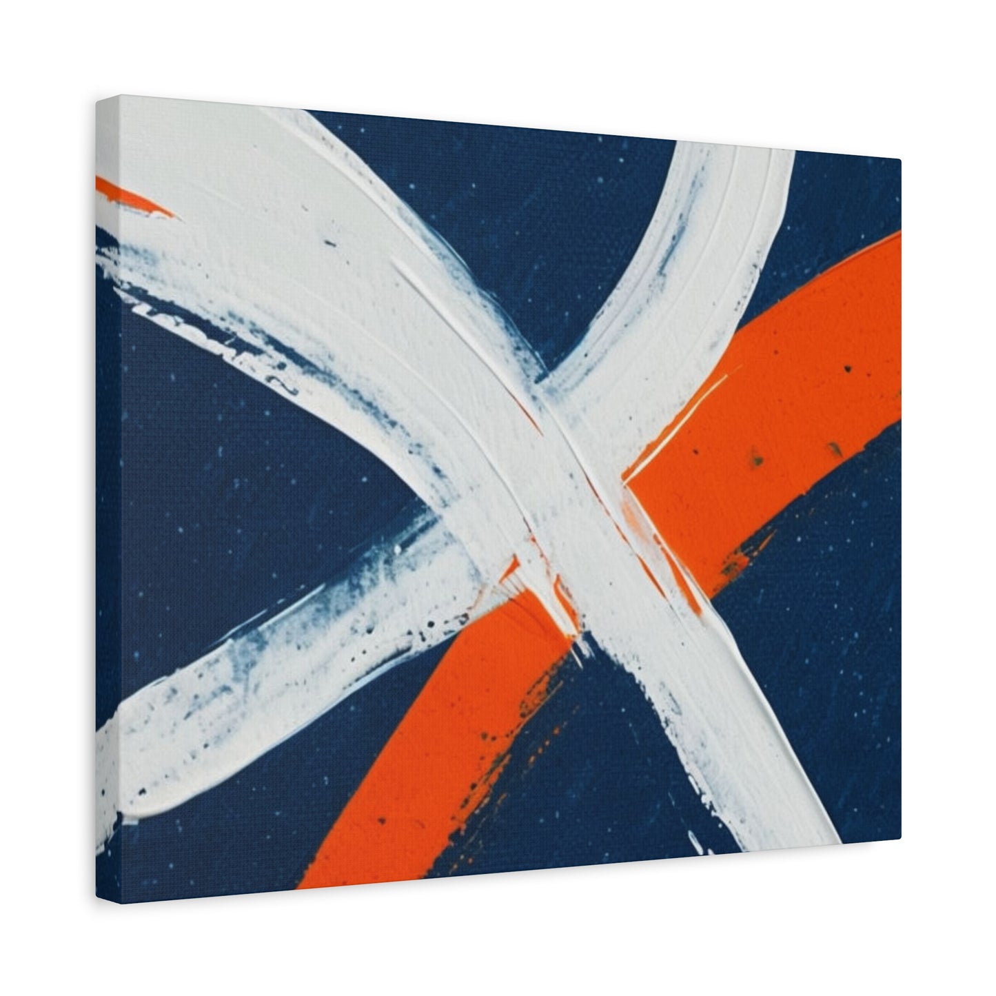 Abstract Navy & Orange Brushstroke Canvas