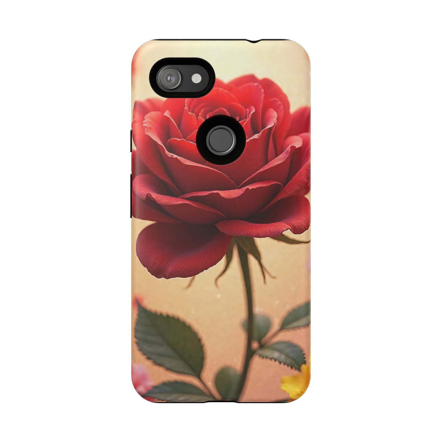 Floral Phone Case with Red Rose Design, Tough Phone Cover, Flower Print, Gift for Her, Stylish Accessory, Floral Aesthetic