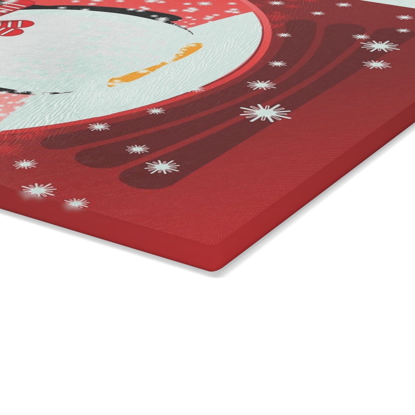 Holiday Penguin Glass Cutting Board – Festive Snow Globe Kitchen Decor