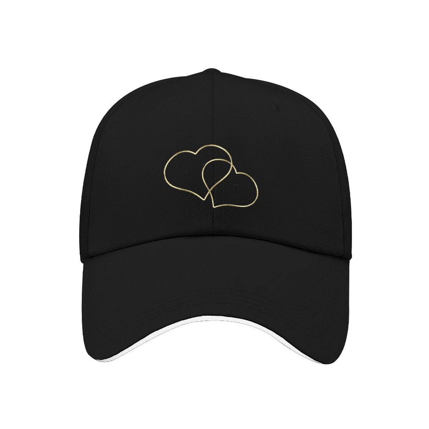 Baseball Cap for Men Women Curved Visor Sandwich -Gold Hearts