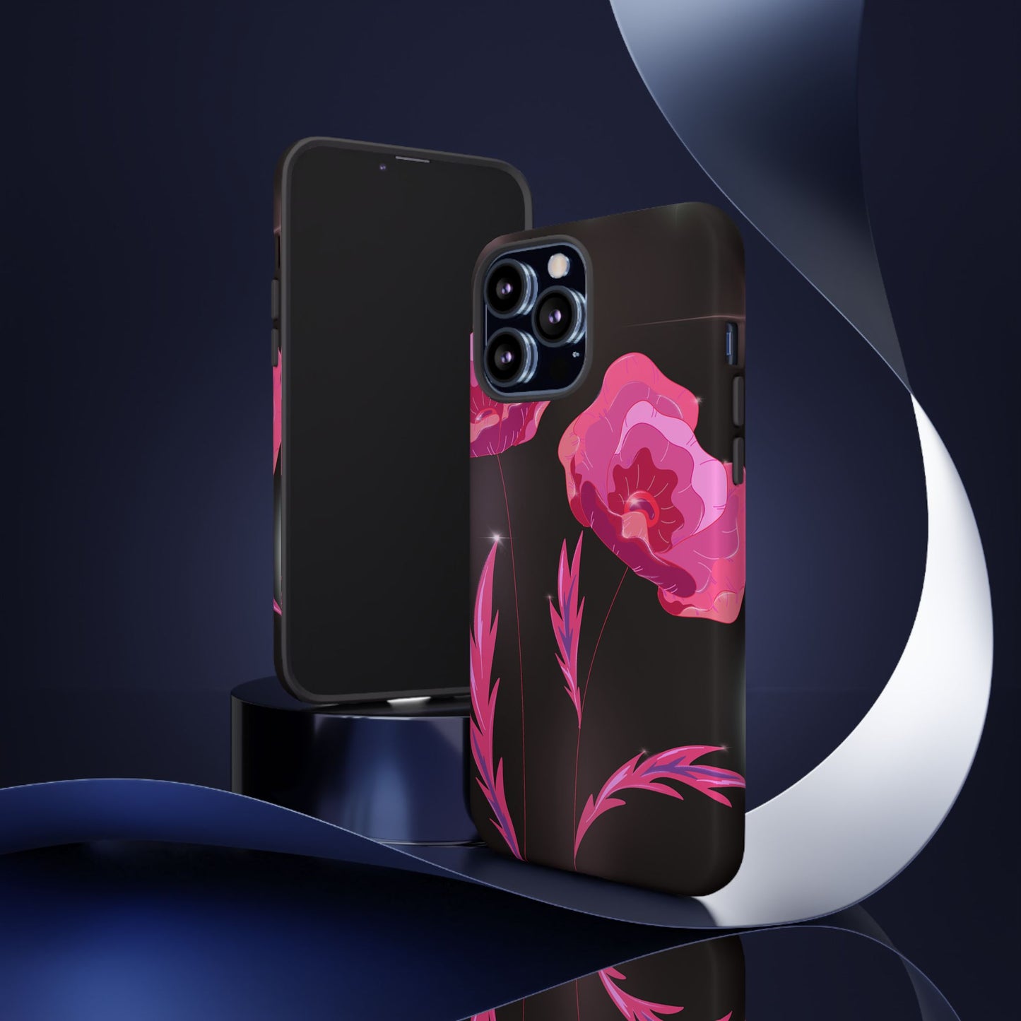 Floral iPhone Case | Tough Cases with Pink Poppy Design, Elegant Flower Phone Cover, Gift for Her, Spring Accessories, Chic Tech