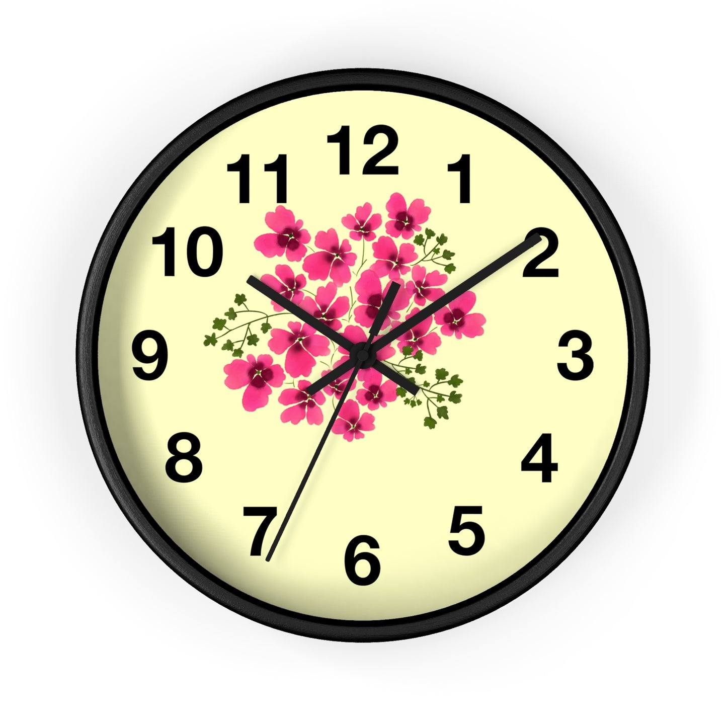 Floral Wall Clock with Pink Flowers, Home Decor, Gift for Gardening Enthusiasts, Mother's Day Present, Living Room Accent, Spring Vibes