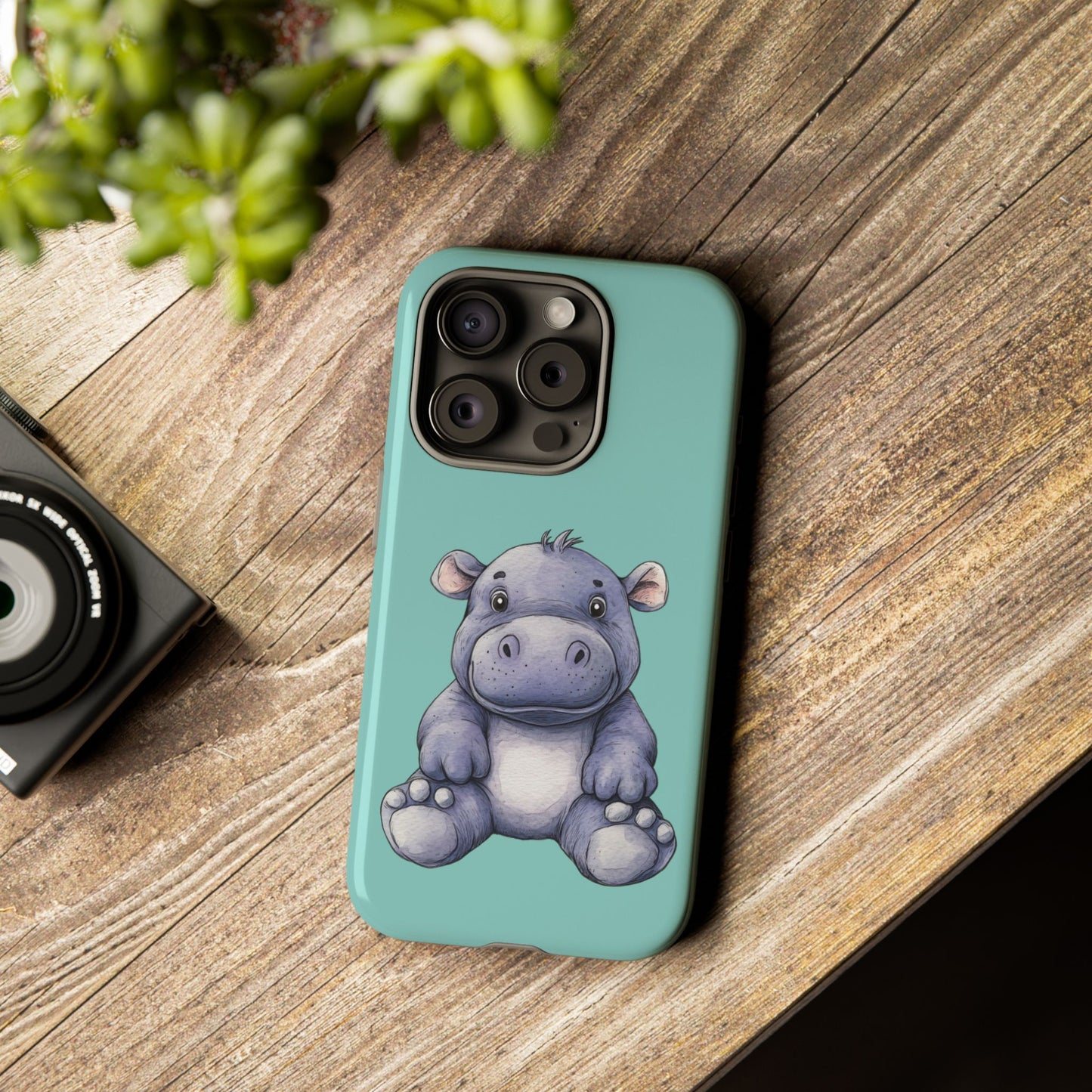 Cute Hippo Phone Case, Tough Phone Cover, Fun Animal Case, Gift for Kids, Cute Decor, Birthday Present