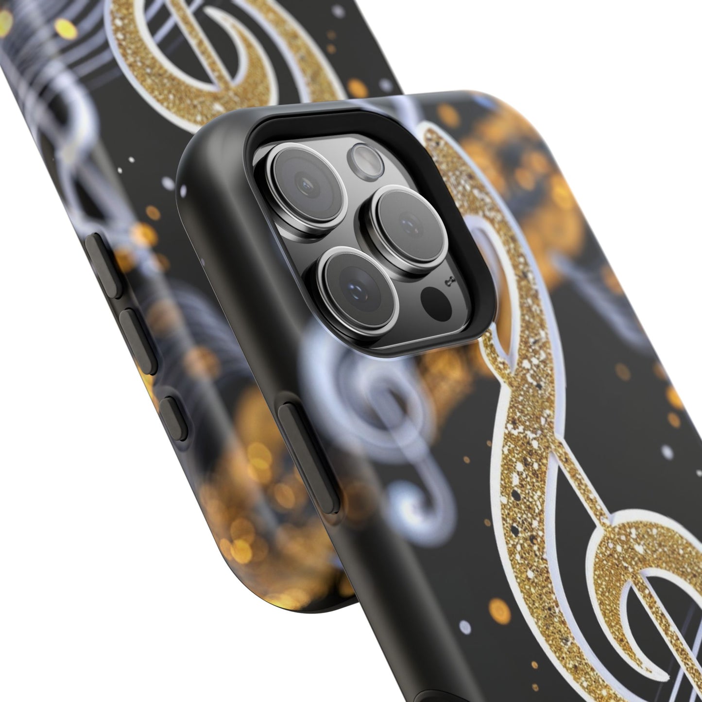 Music Notes Magnetic Impact-Resistant Phone Case — Gold Treble Clef Design