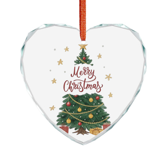 Crystal Heart Ornament — Merry Christmas Tree Glass Holiday Decoration
