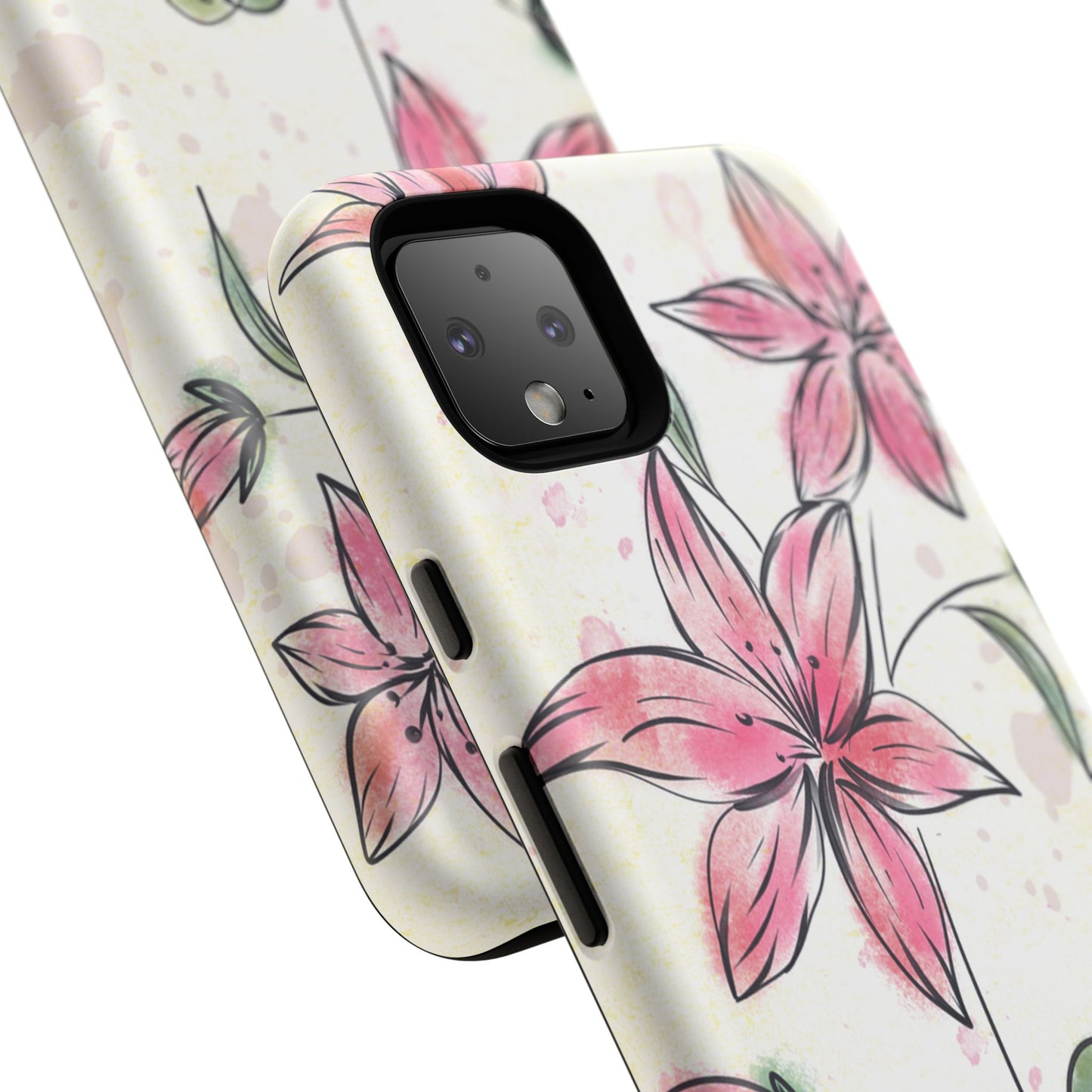 Floral Phone Case with Elegant Pink Lilies, Cute Floral Accessories, Phone Protection, Gift for Her, Stylish Cell Phone Cover