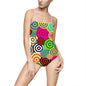 Colorful Geometric Women's One-Piece Swimsuit, Summer Beachwear, Pool Party Attire, Vacation Outfit, Swim Fashion