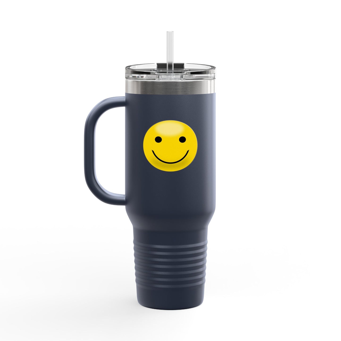 Smiley Face Insulated Travel Mug | 40oz Large Cup for Hot/Cold Beverages | Perfect for Travel & Gifting