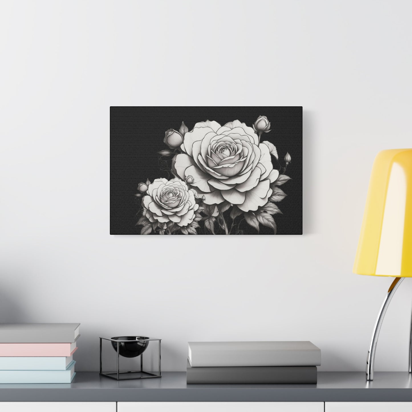 Monochrome Rose Canvas Print — Black & White Floral Wall Art