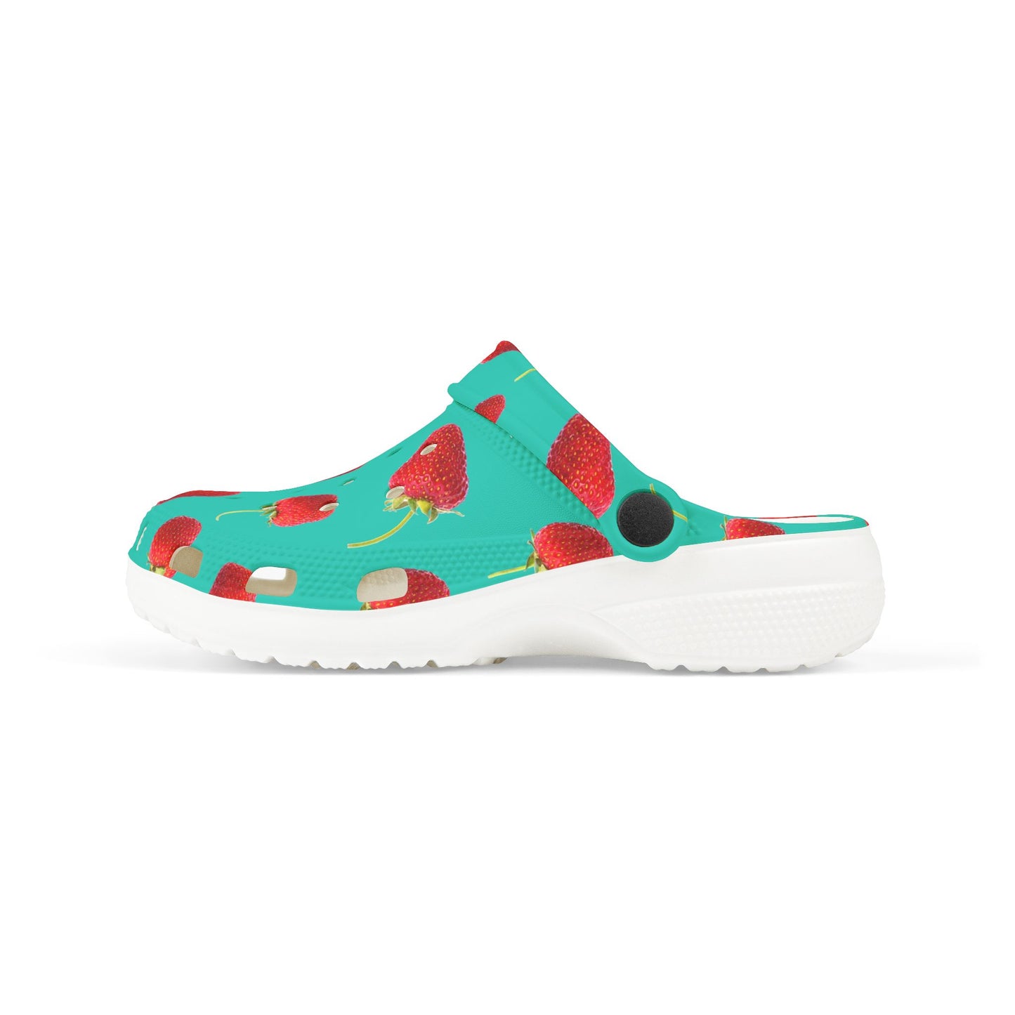 Strawberry Print Kid's EVA Foam Clogs, Fun Summer Footwear, Playful Garden Clogs, Kids Summer Shoes, Cute Outdoor Sandals