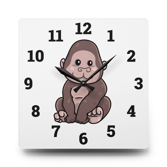 Cute Gorilla Acrylic Wall Clock - Fun Animal Decor