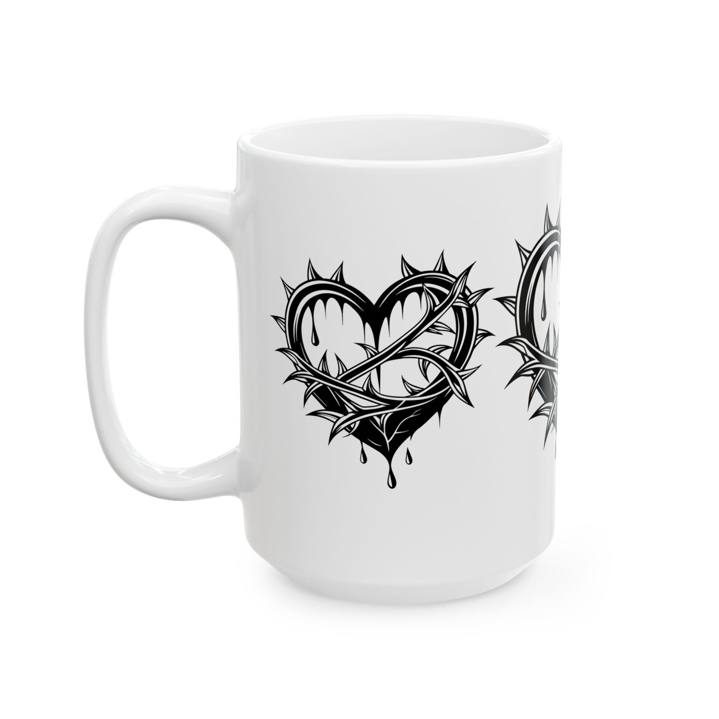 Gothic Heart Design Ceramic Mug | Unique Coffee Cup for Gifts, Valentine's Day, Home Decor, Art Lovers, or Halloween