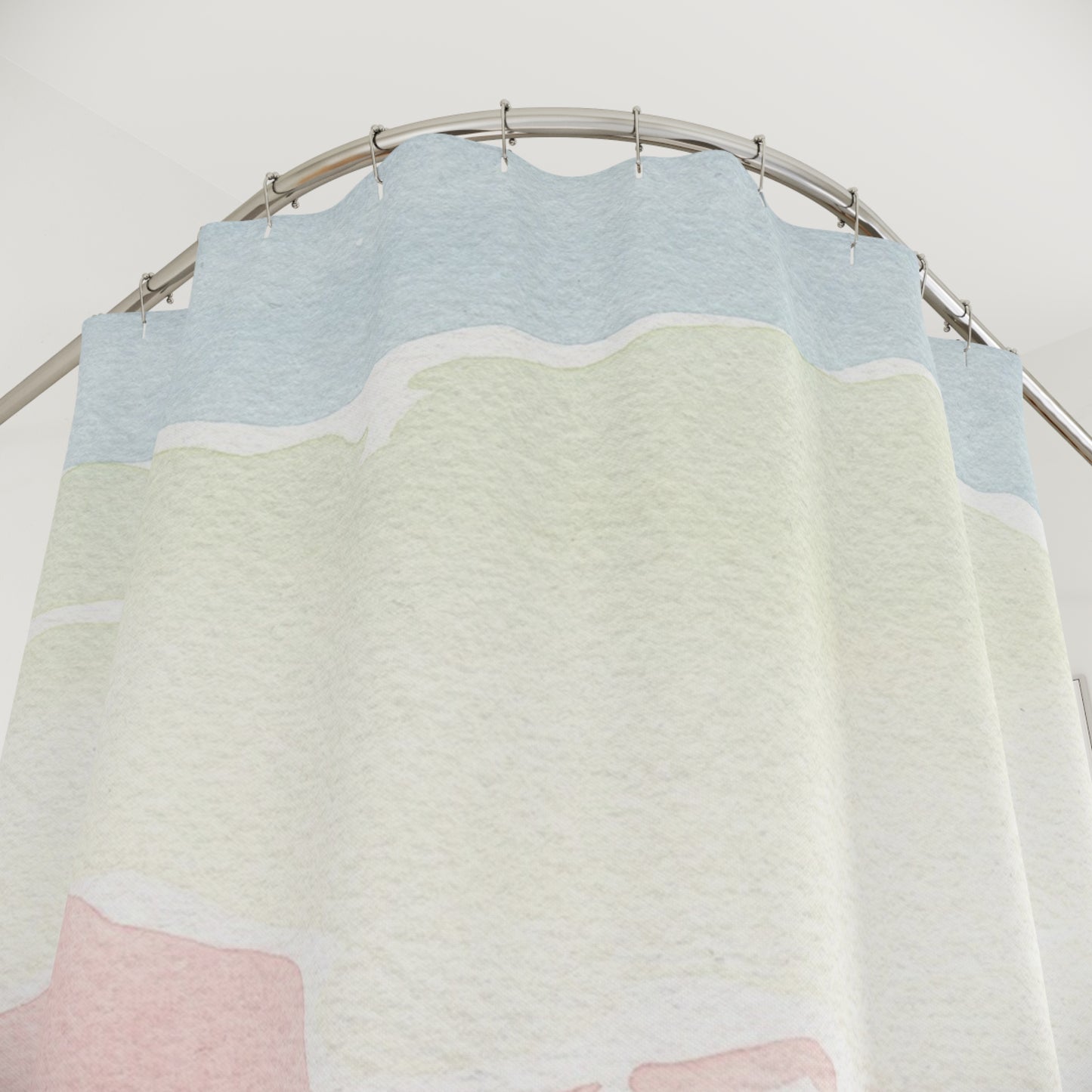 Pastel Waves Shower Curtain — Coastal Watercolor Bathroom Decor