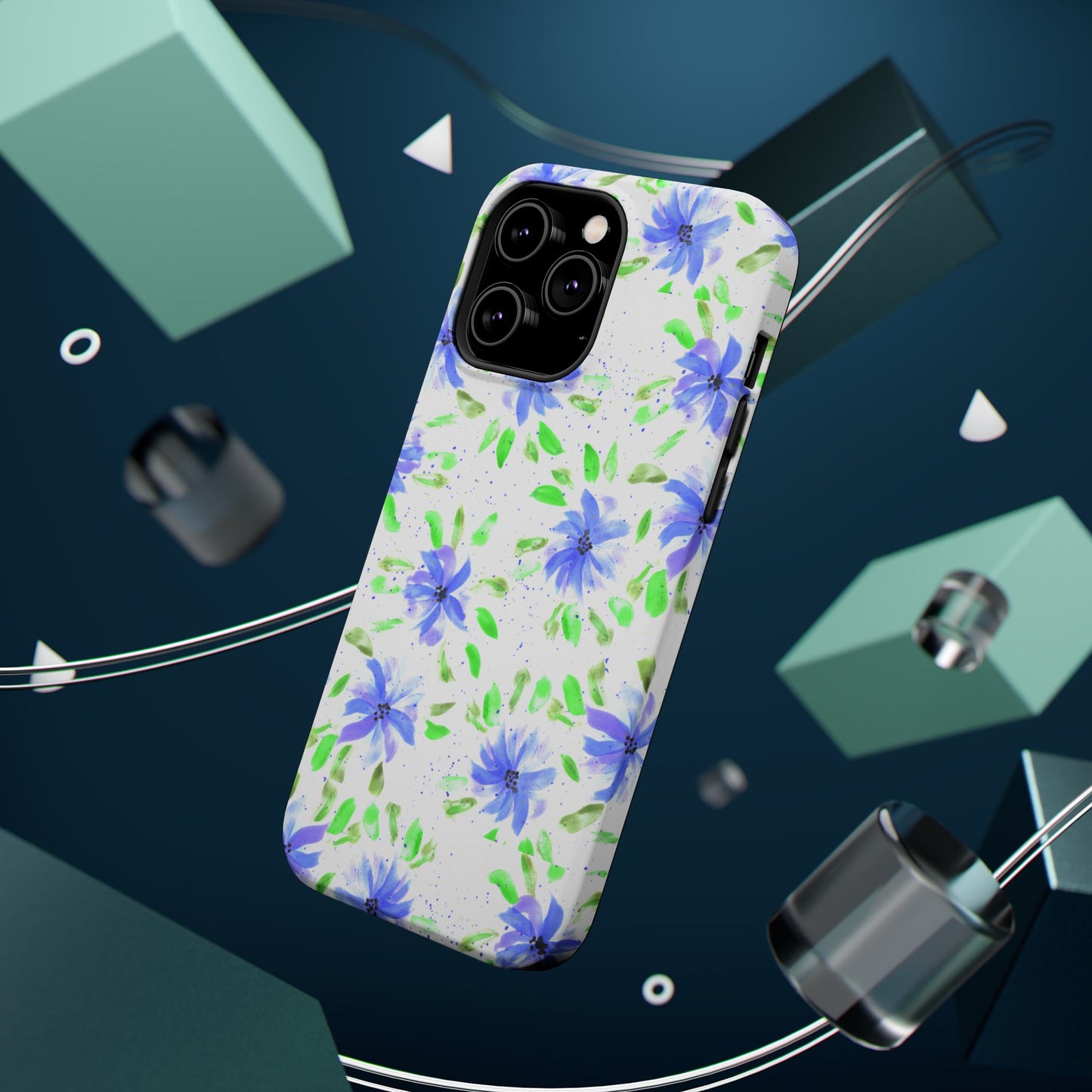 Floral Blue Watercolor Phone Case — Magnetic Impact-Resistant