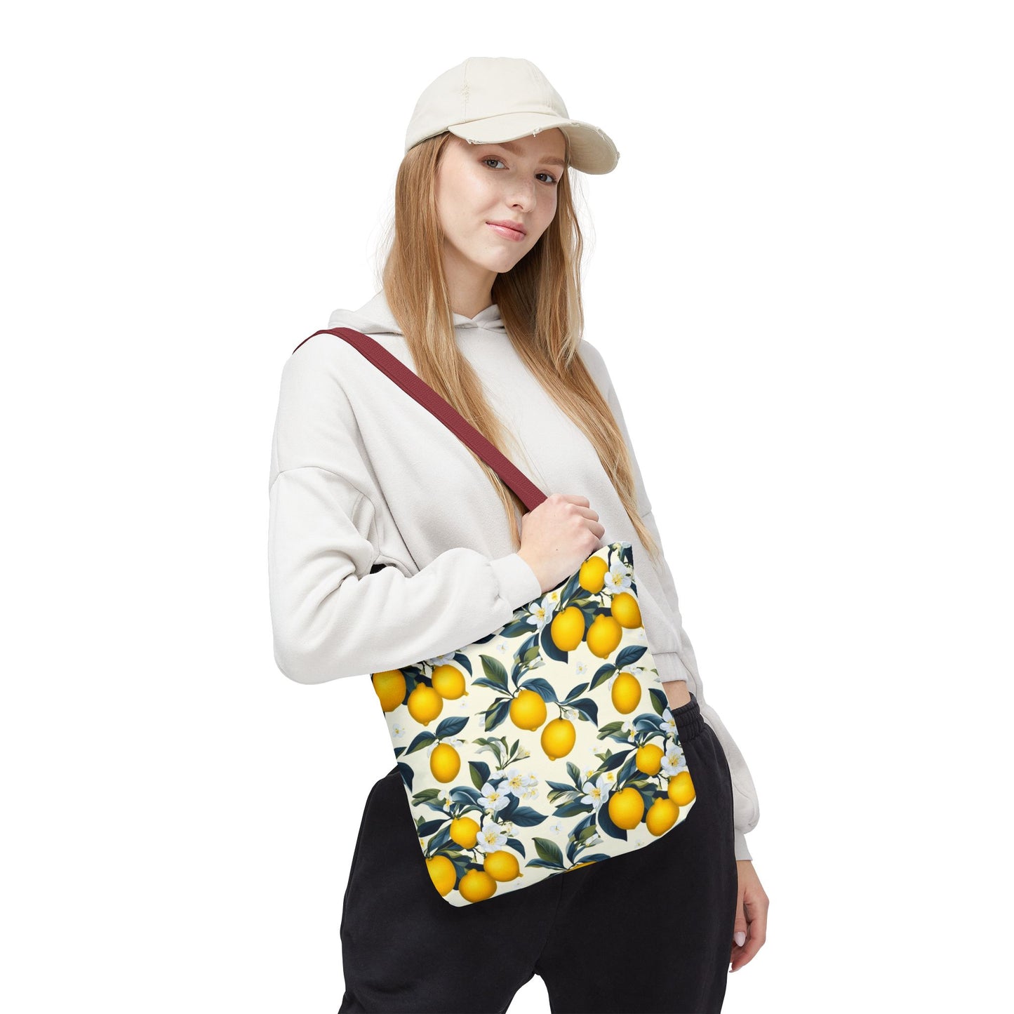 Lemon Blossom All-Over Print Tote Bag — Citrus Floral Market Bag