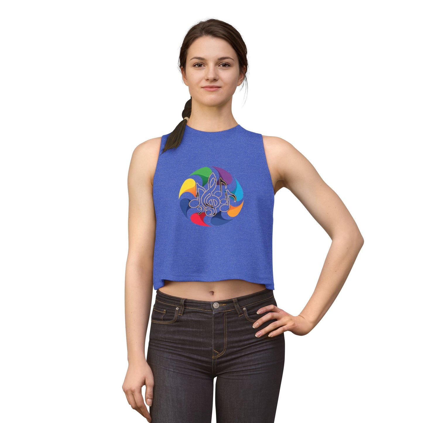 Music Note Mandala Crop Top – Colorful Boho Festival Tank