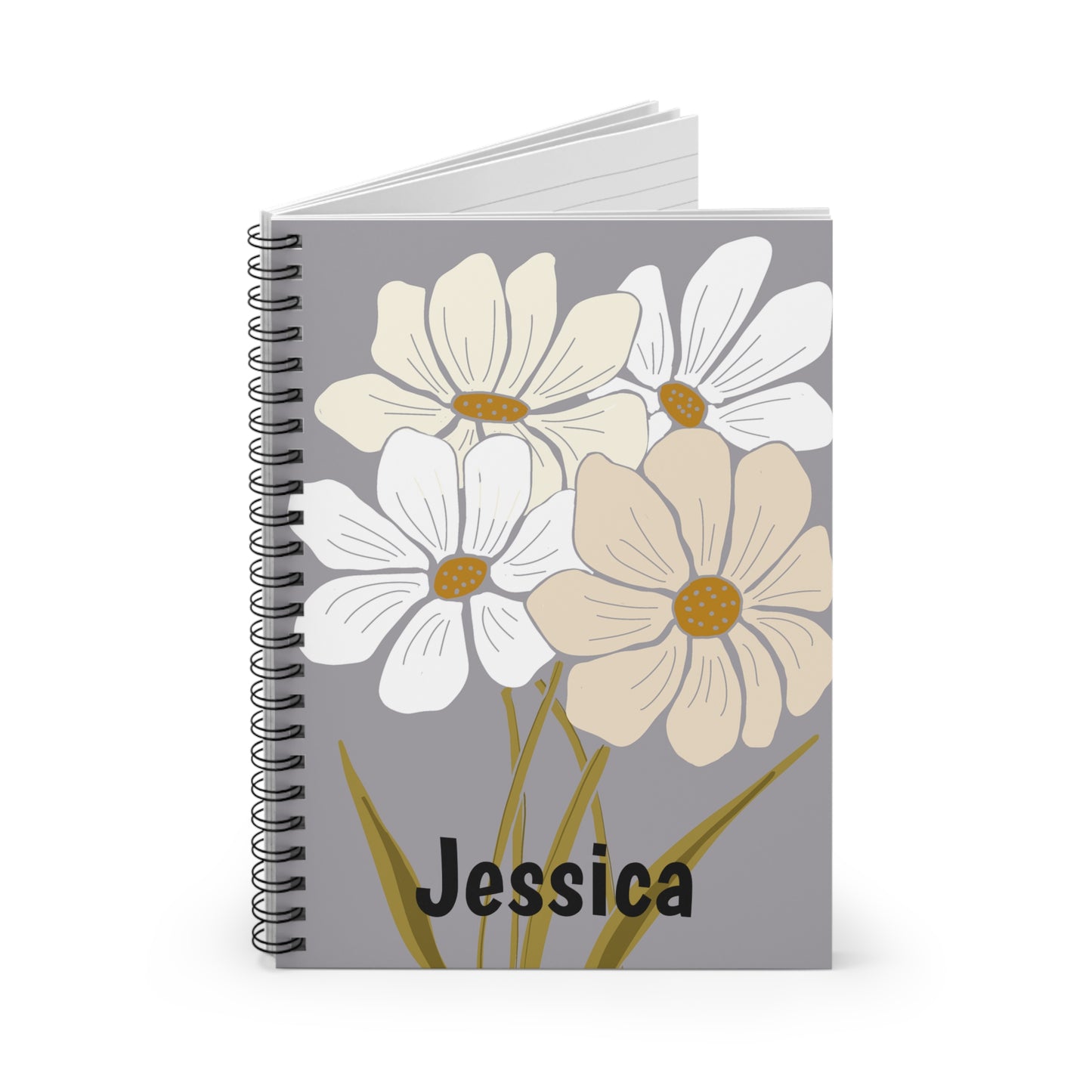 Floral Personalized Spiral Notebook | Cute Journal for Notes, Gift for Her, School Supplies, Travel Diary, Custom Name Notebook