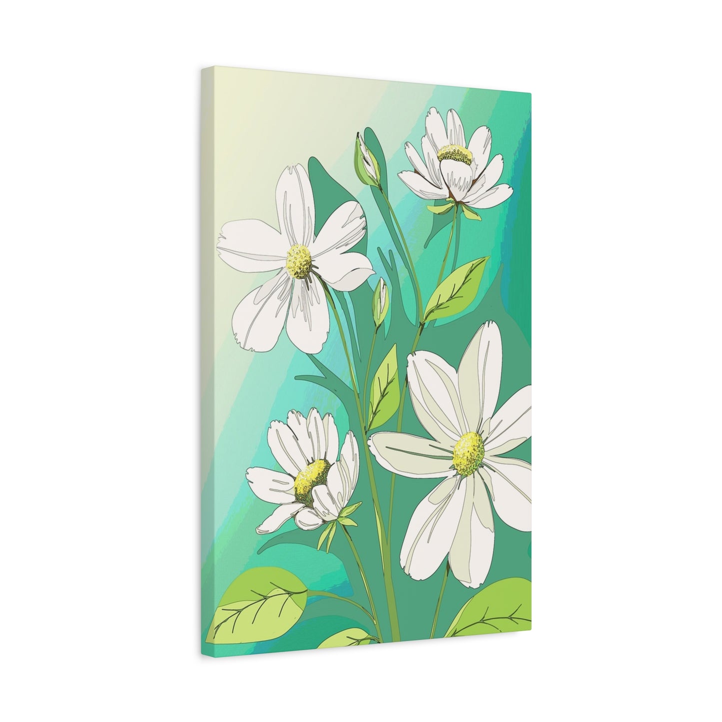Matte Canvas, Stretched, 1.25" White Flowers