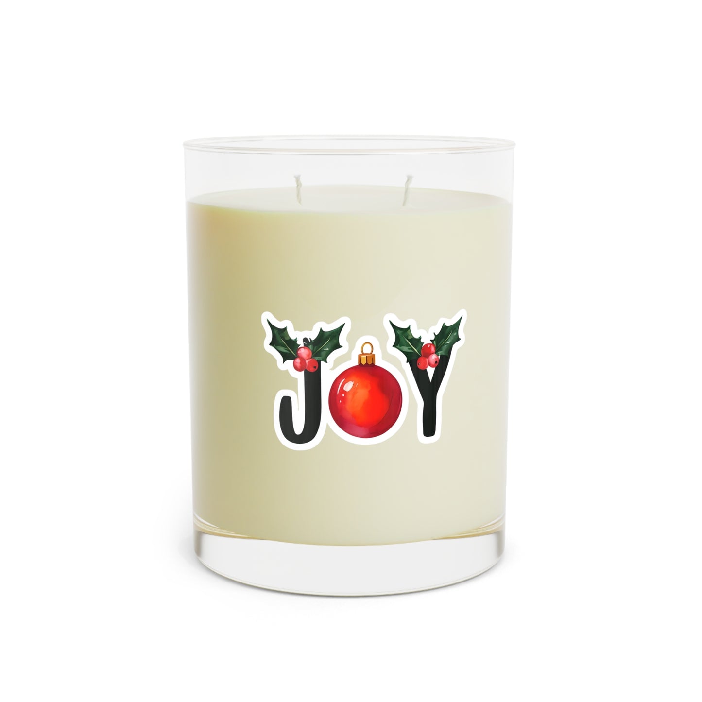 Joyful Holiday Scented Candle - 11oz Full Glass with Christmas Decor