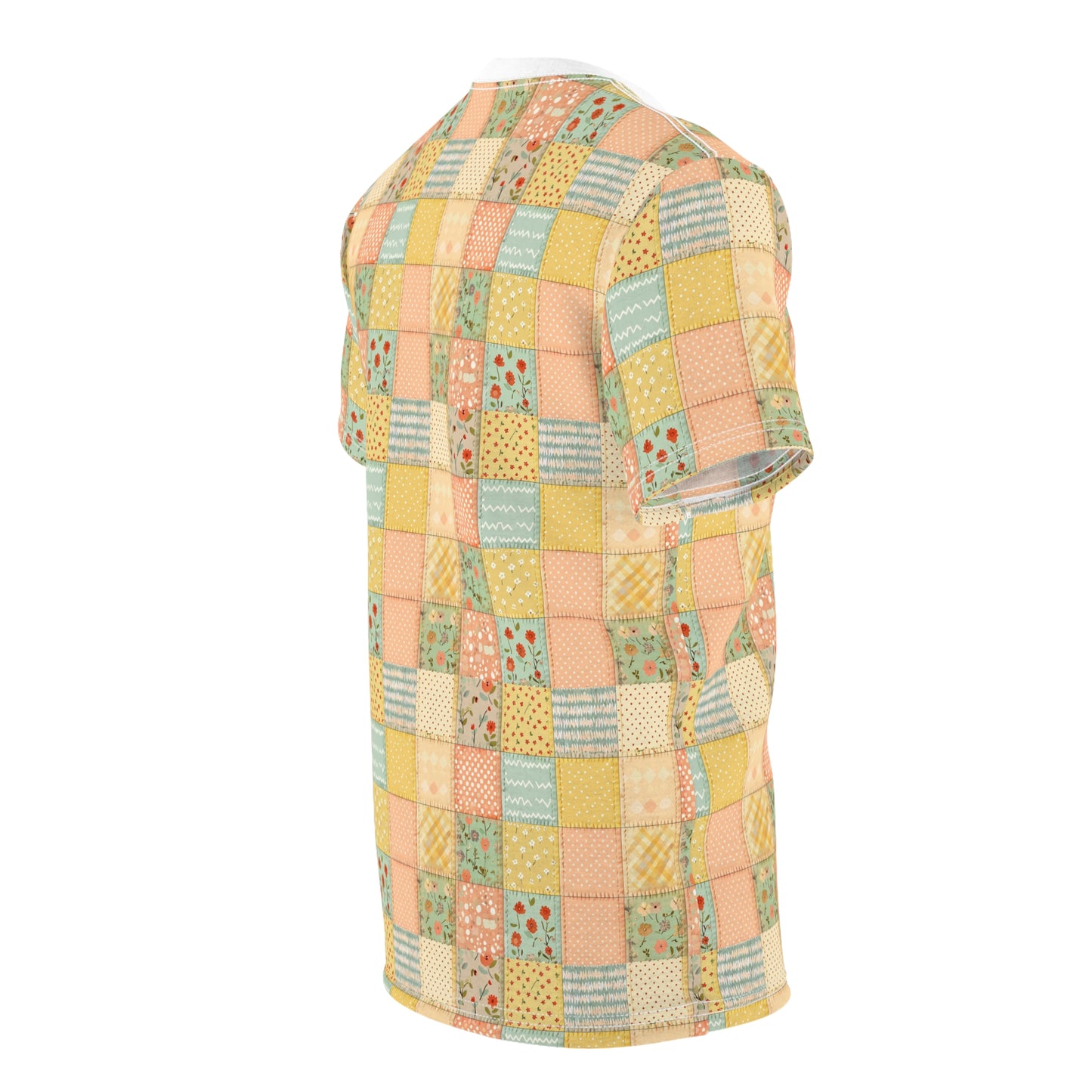 Patchwork Floral Tee — Pastel Vintage Quilt All-Over Print T-Shirt