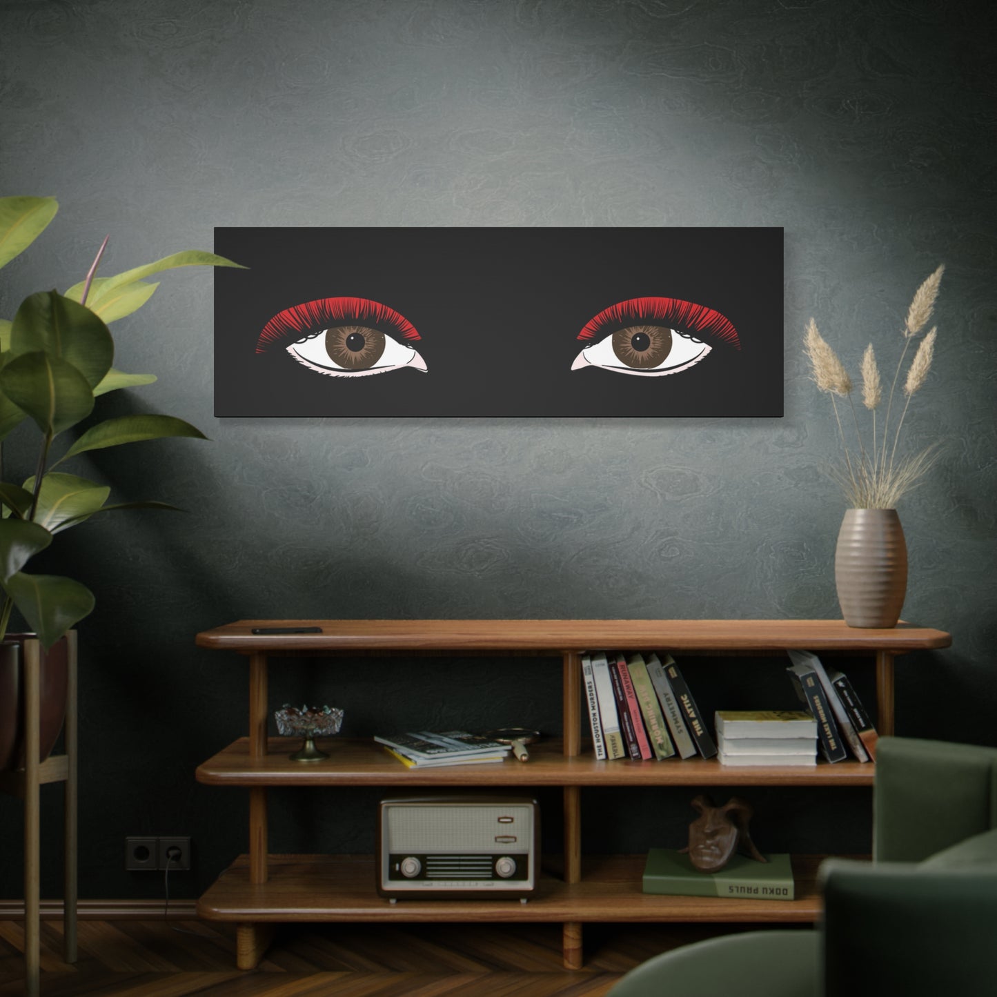Red Lashes Wall Art Canvas — Glam Eyes Makeup Decor