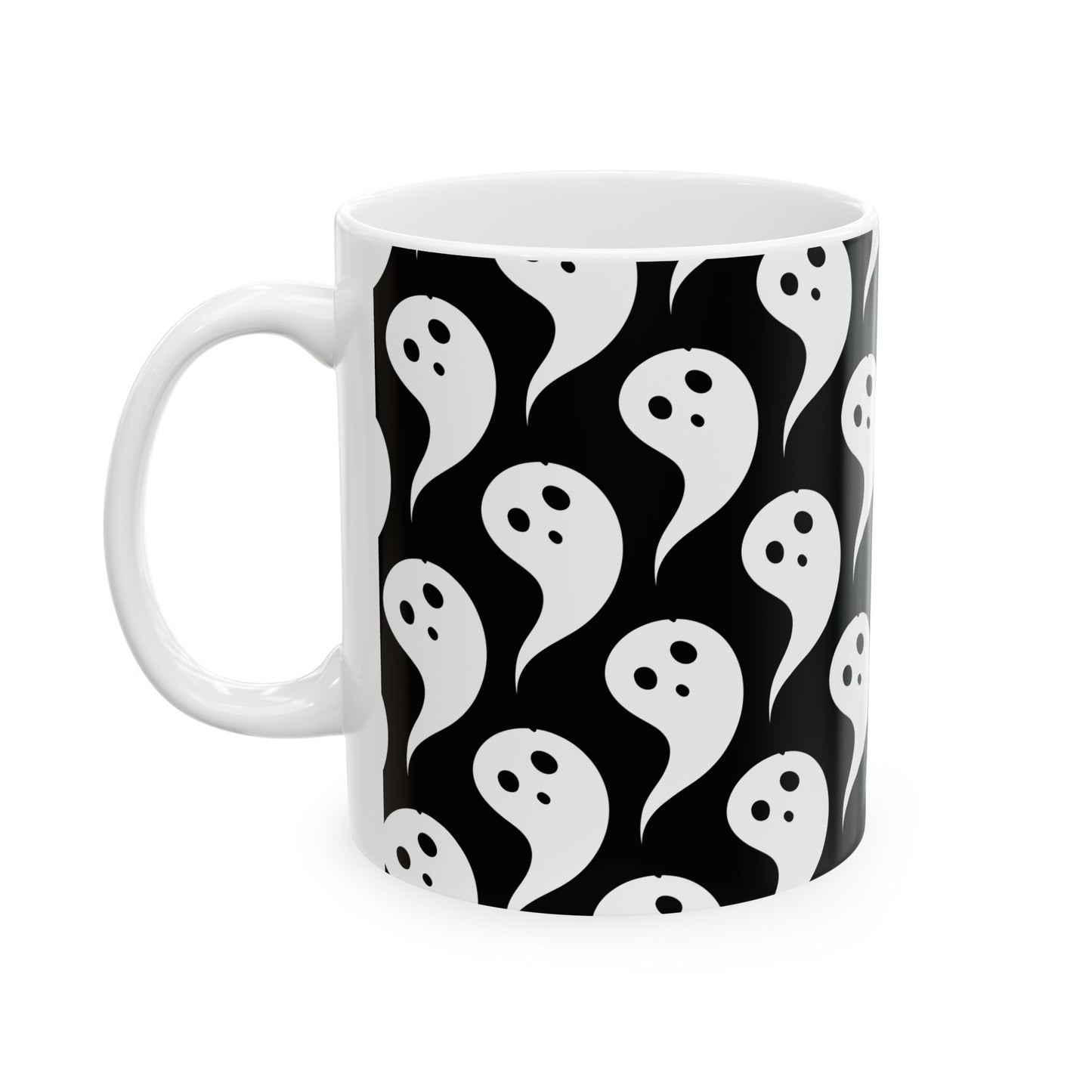 Ghostly Charm Ceramic Mug | Perfect for Halloween, Cozy Drinks, Spooky Vibes, Unique Gift, Kitchen Decor