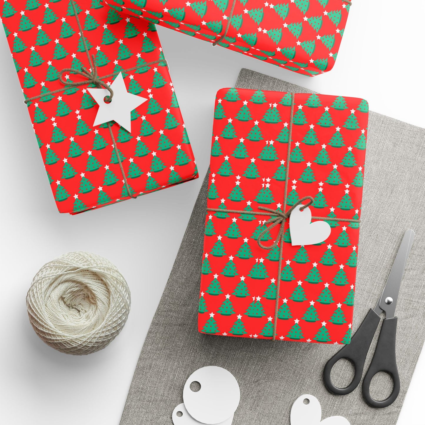 Festive Christmas Wrapping Paper, Holiday Gift Wrap, Cheerful Present Wrapping, Red and Green Tree Design, Holiday Parties, Christmas [...]