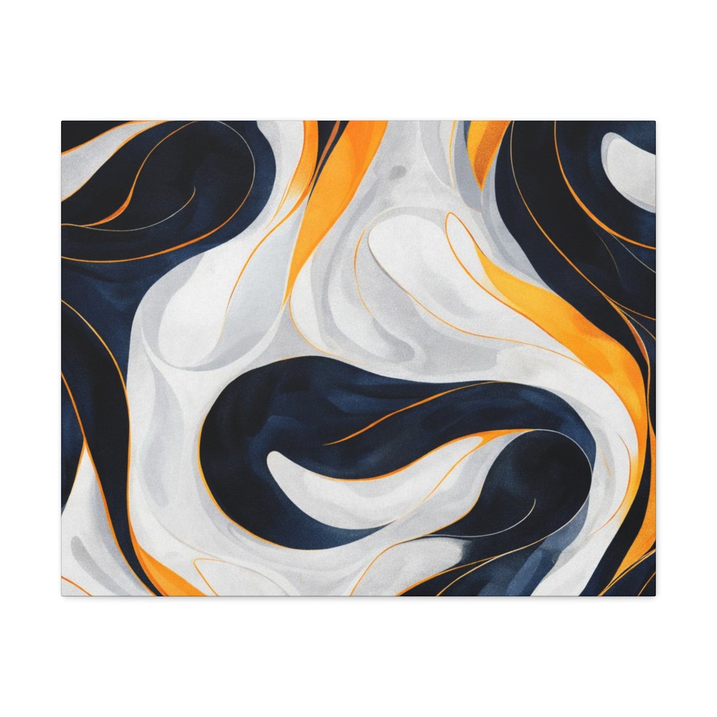 Abstract Navy & Gold Swirl Matte Canvas Wall Art