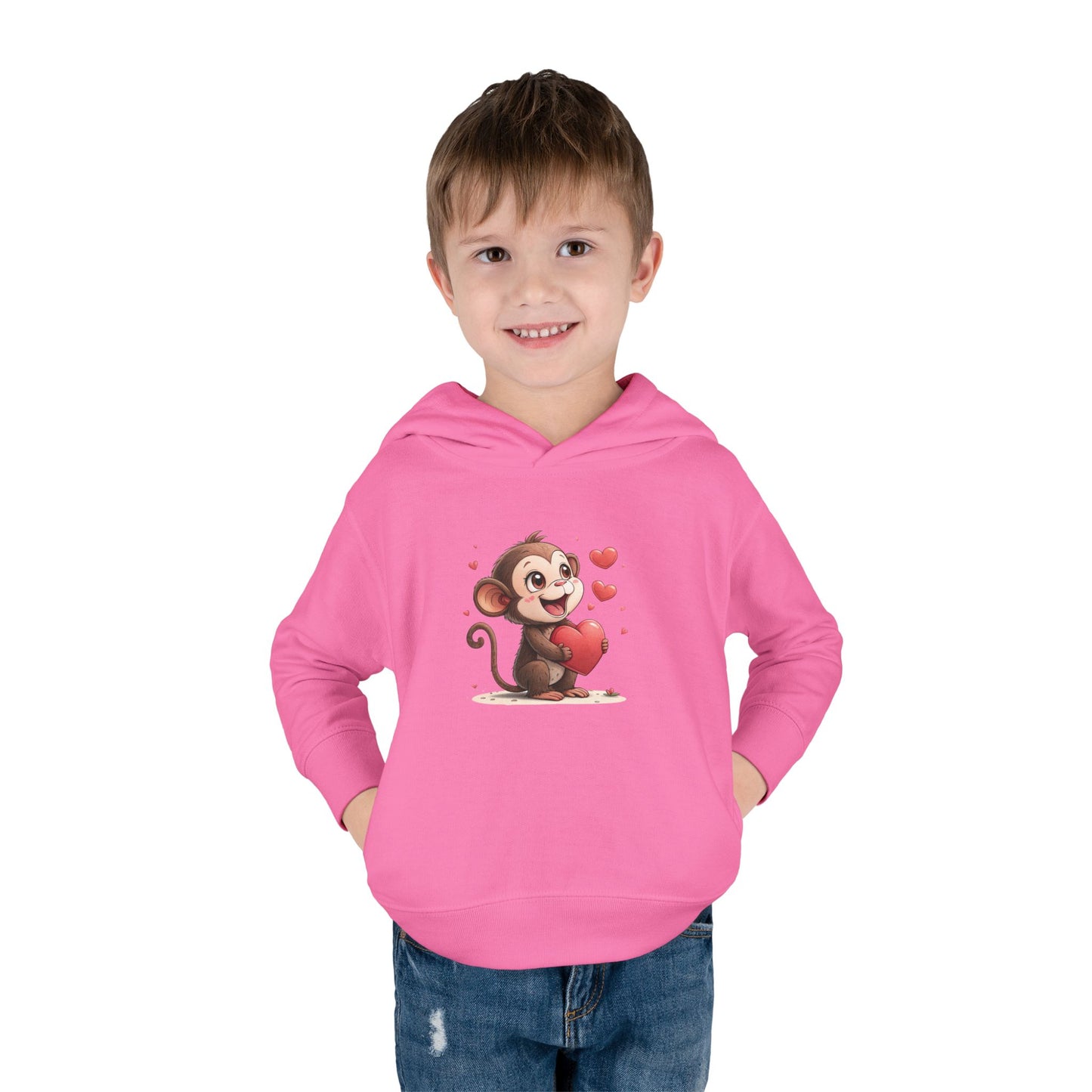 Adorable Toddler Monkey Love Hoodie, Birthday Gift, Kids Pullover, Baby Shower Gift, Cute Fleece Sweatshirt
