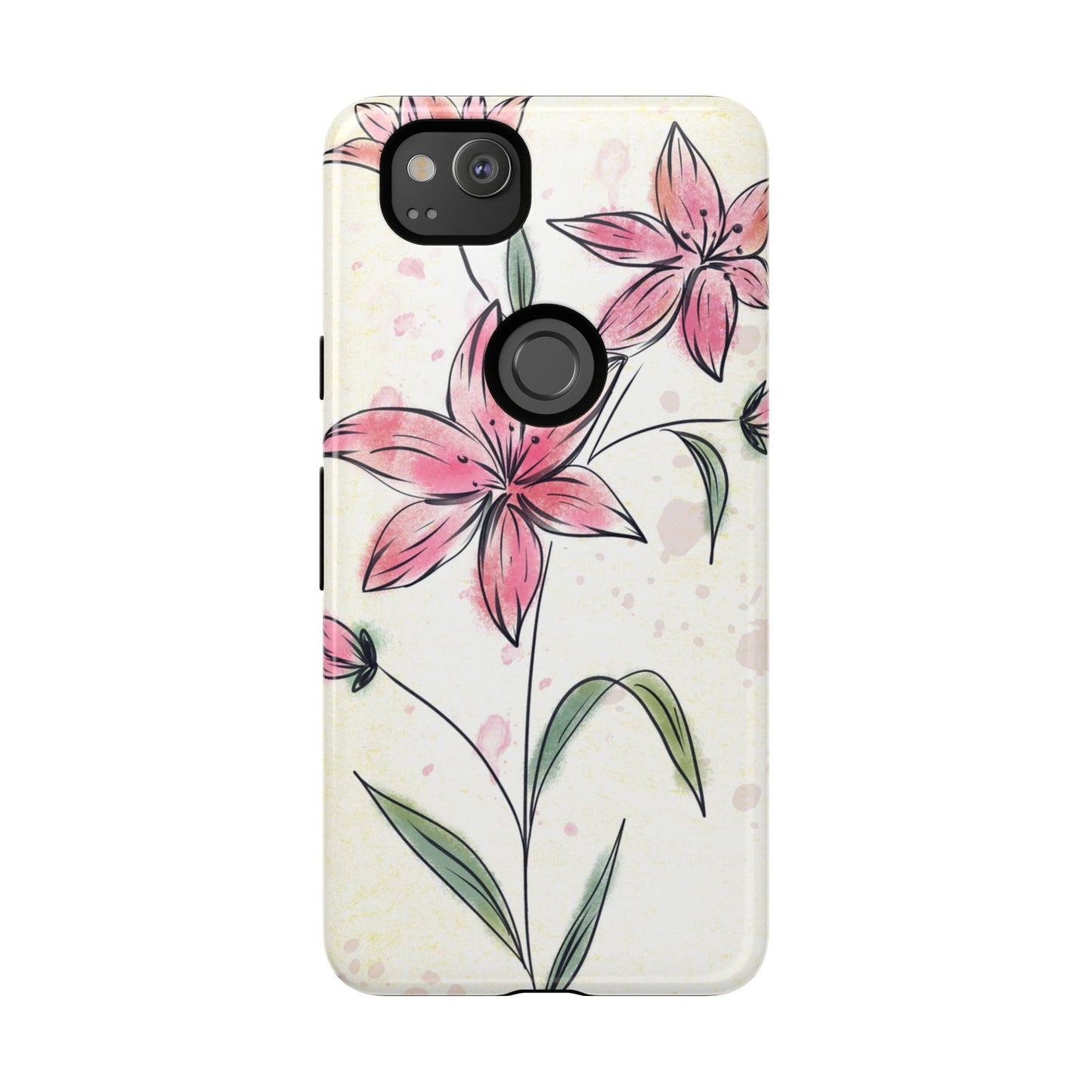 Floral Phone Case with Elegant Pink Lilies, Cute Floral Accessories, Phone Protection, Gift for Her, Stylish Cell Phone Cover