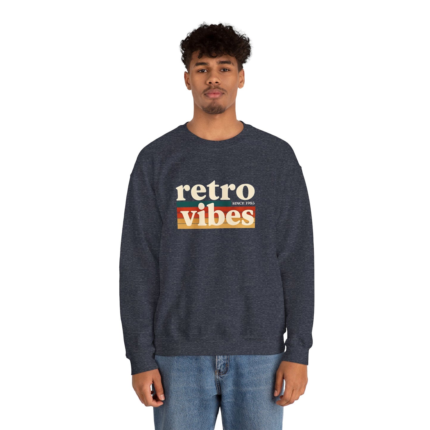 Retro Vibes Crewneck Sweatshirt, Unisex Vintage Style, Cozy Fall Fashion, Gift for Music Lovers, Chill Weekend Wear