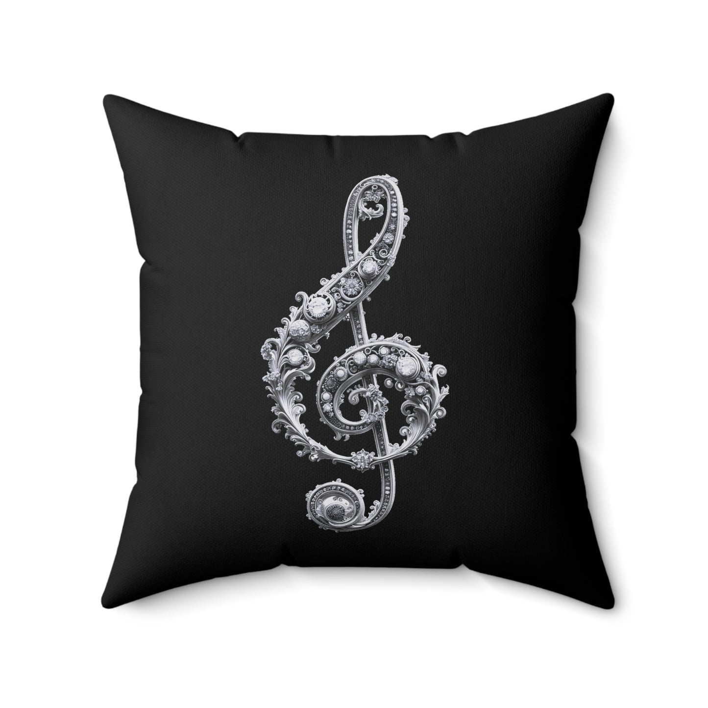 Music Note Decorative Pillow – Ornate Treble Clef Accent Cushion