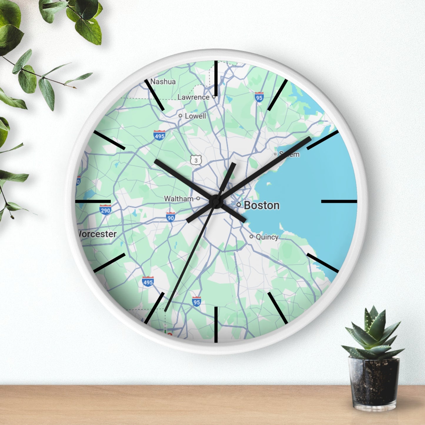 Boston Map Wall Clock - Unique Home Decor, Gift for Boston Lovers, Custom Wall Art, Office Decorations, Modern Timepiece