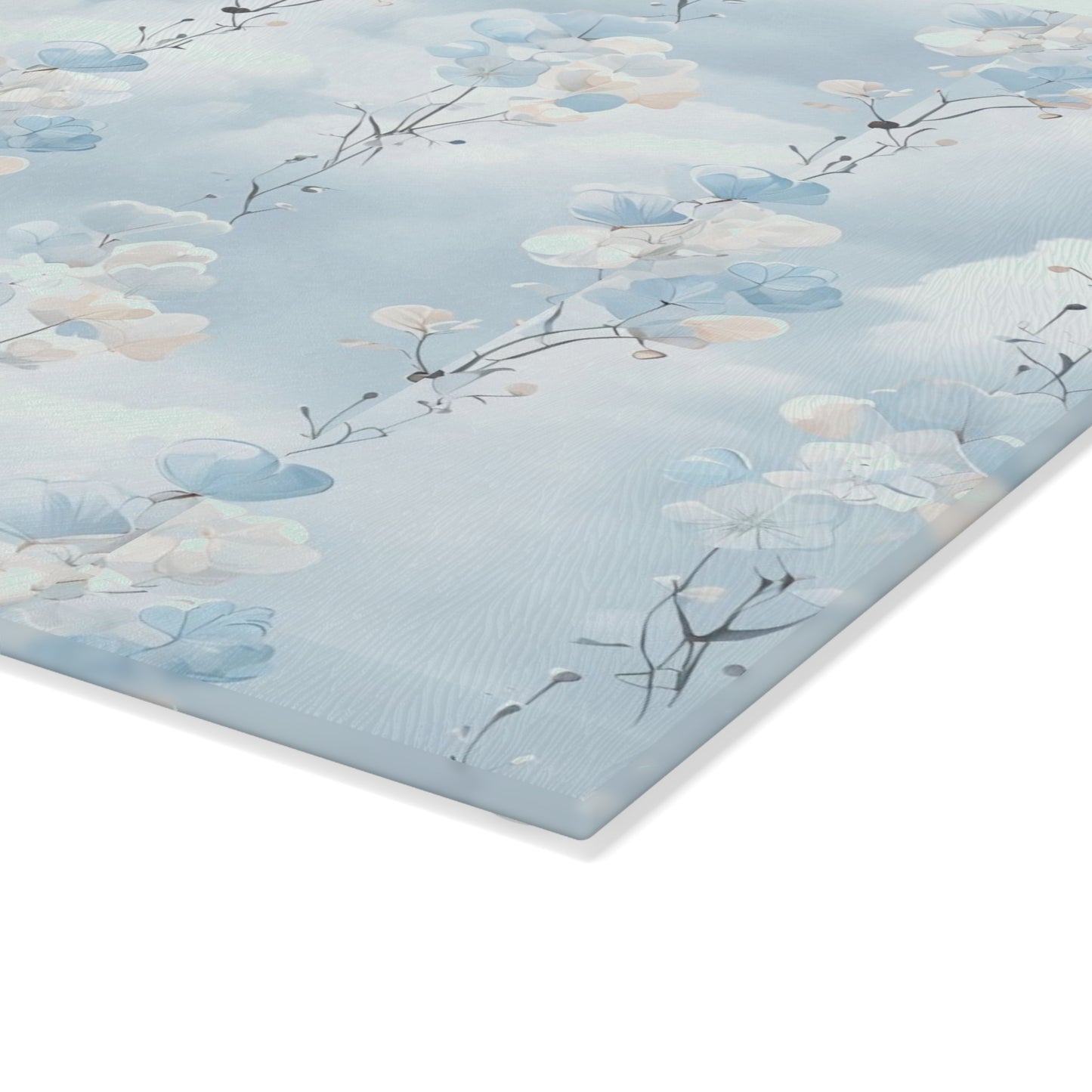 Monogrammed Blue Floral Glass Cutting Board – Personalize