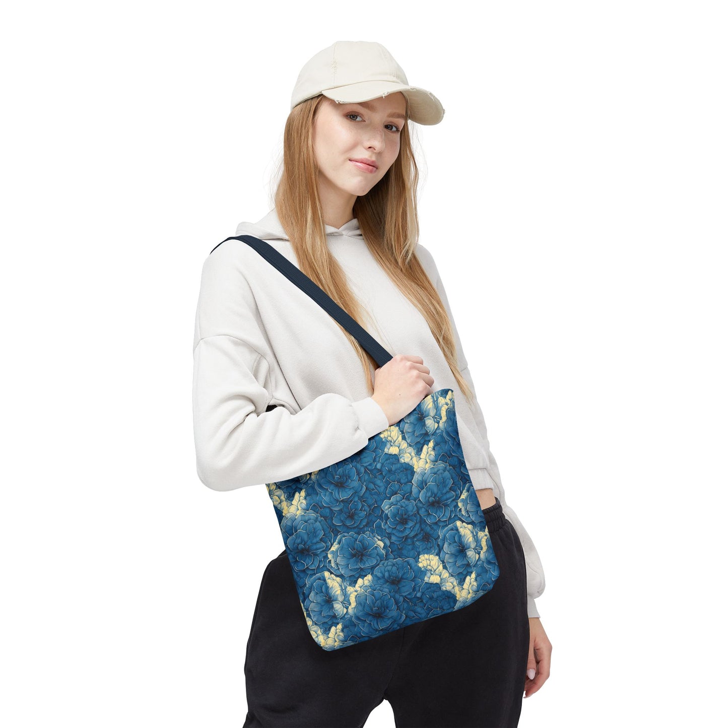 Floral Blue Peony Tote