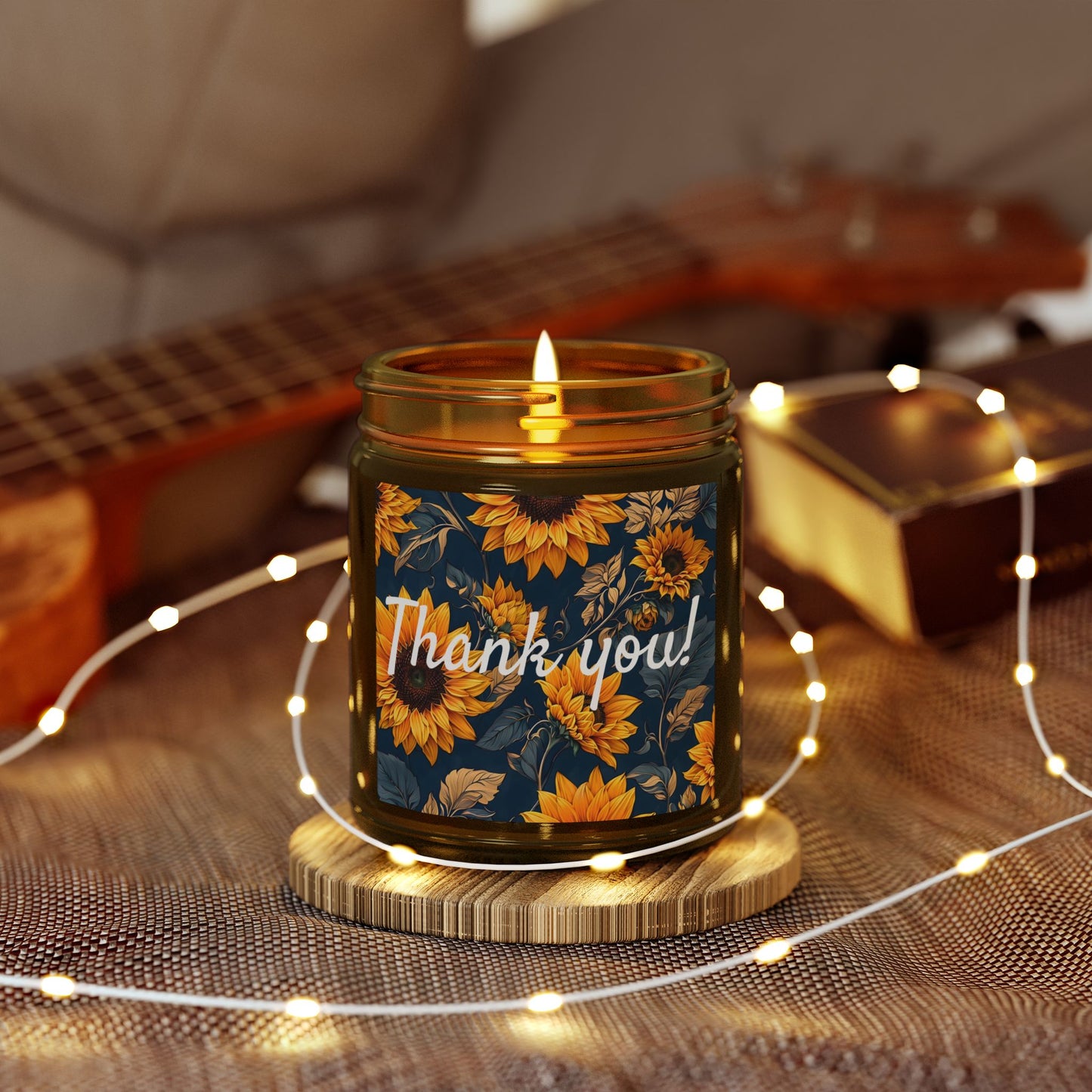 Thank You Sunflower Scented Candle — Coconut Apricot Wax (4oz/9oz)