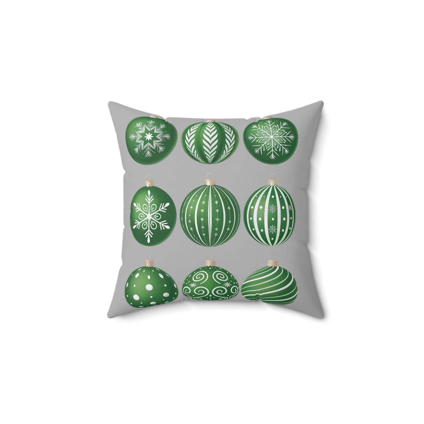 Christmas Ornament Pillow, Cozy Holiday Decor, Winter Home Accent, Gift for Christmas Lovers, Green and Gray Pillow