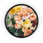 Floral Wall Clock - Elegant Home Decor, Flower Decor, Gift for Flower Lovers