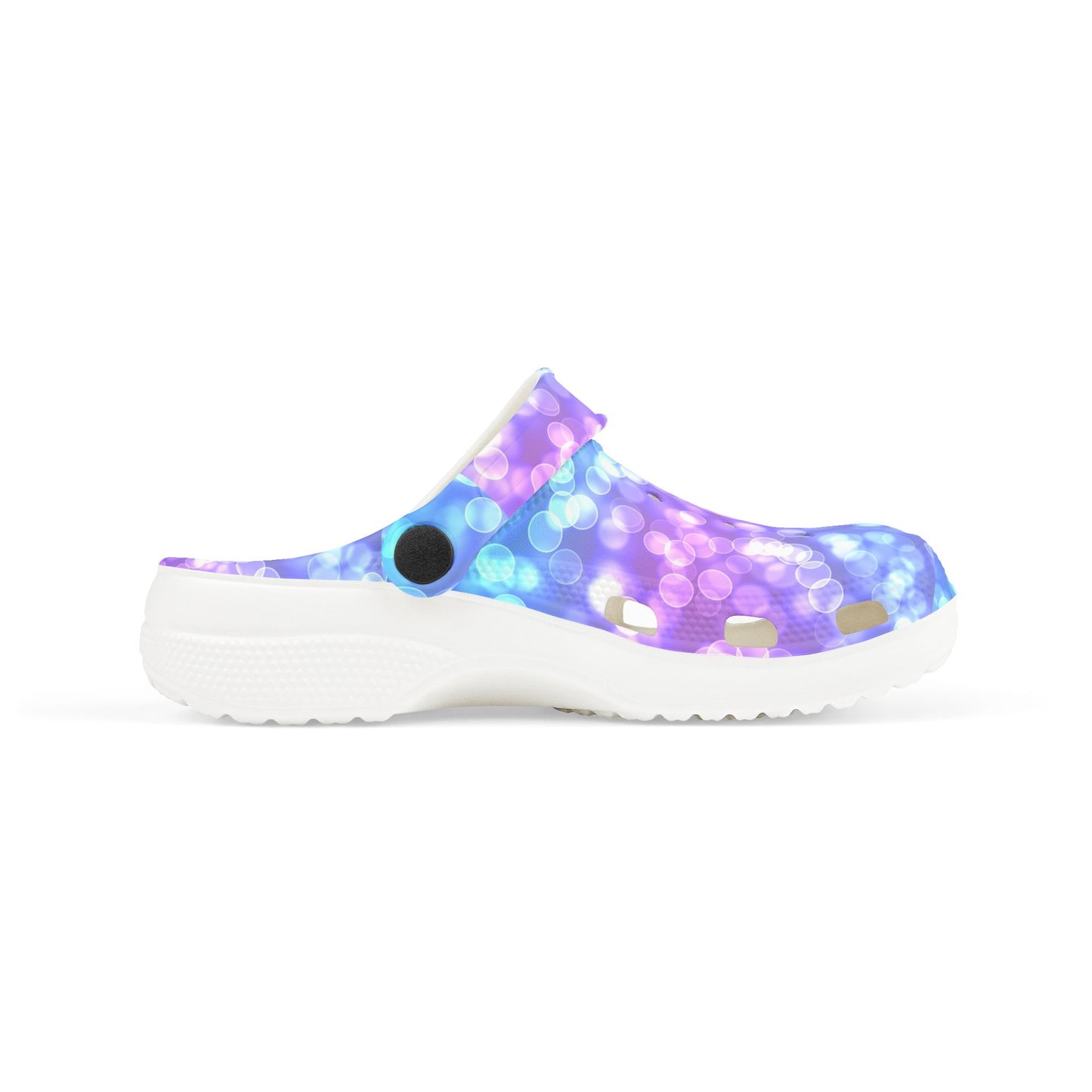 Kids Purple Blue Bokeh Foam Clogs — Comfort EVA Slip-Ons