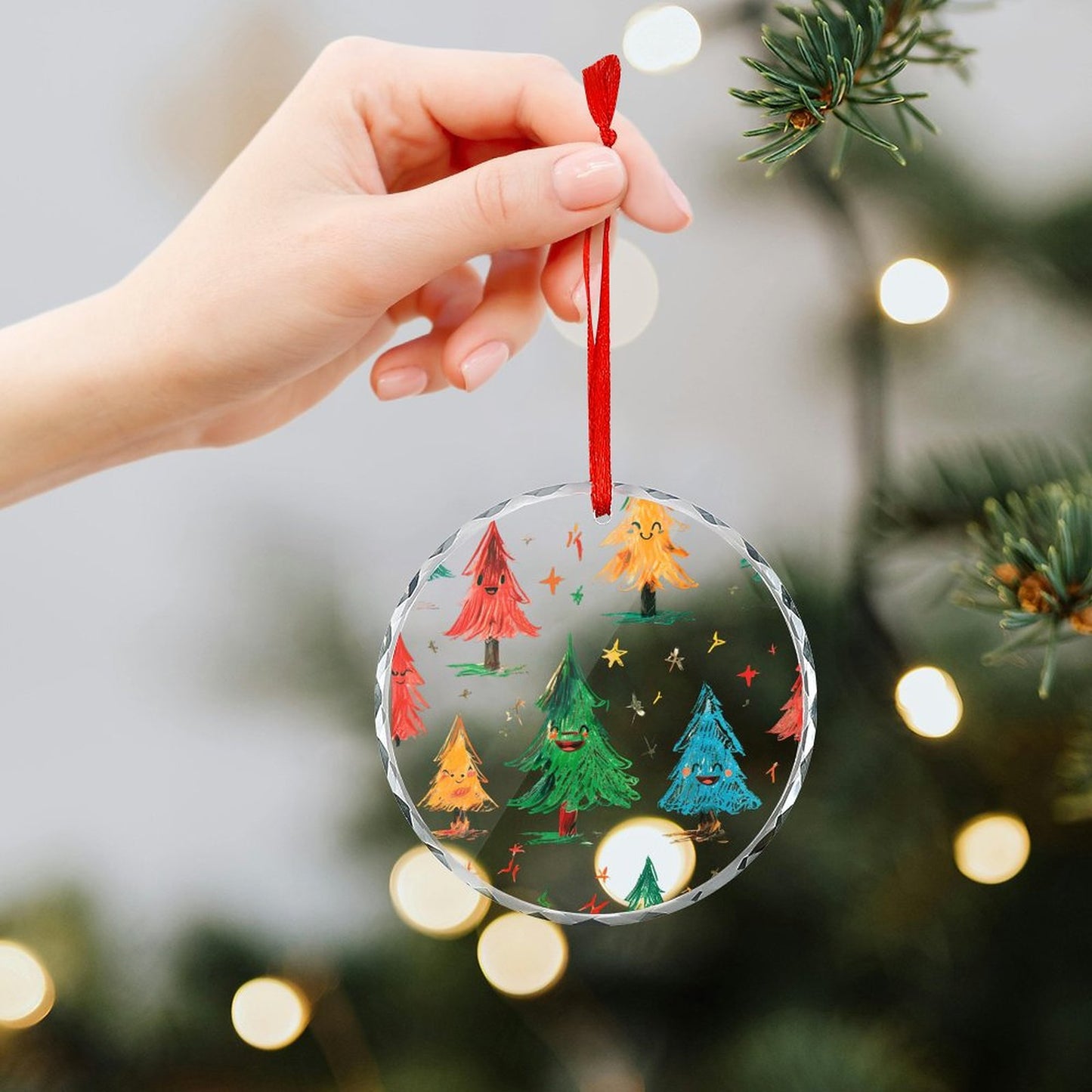 Glass Circular Ornament Pendant