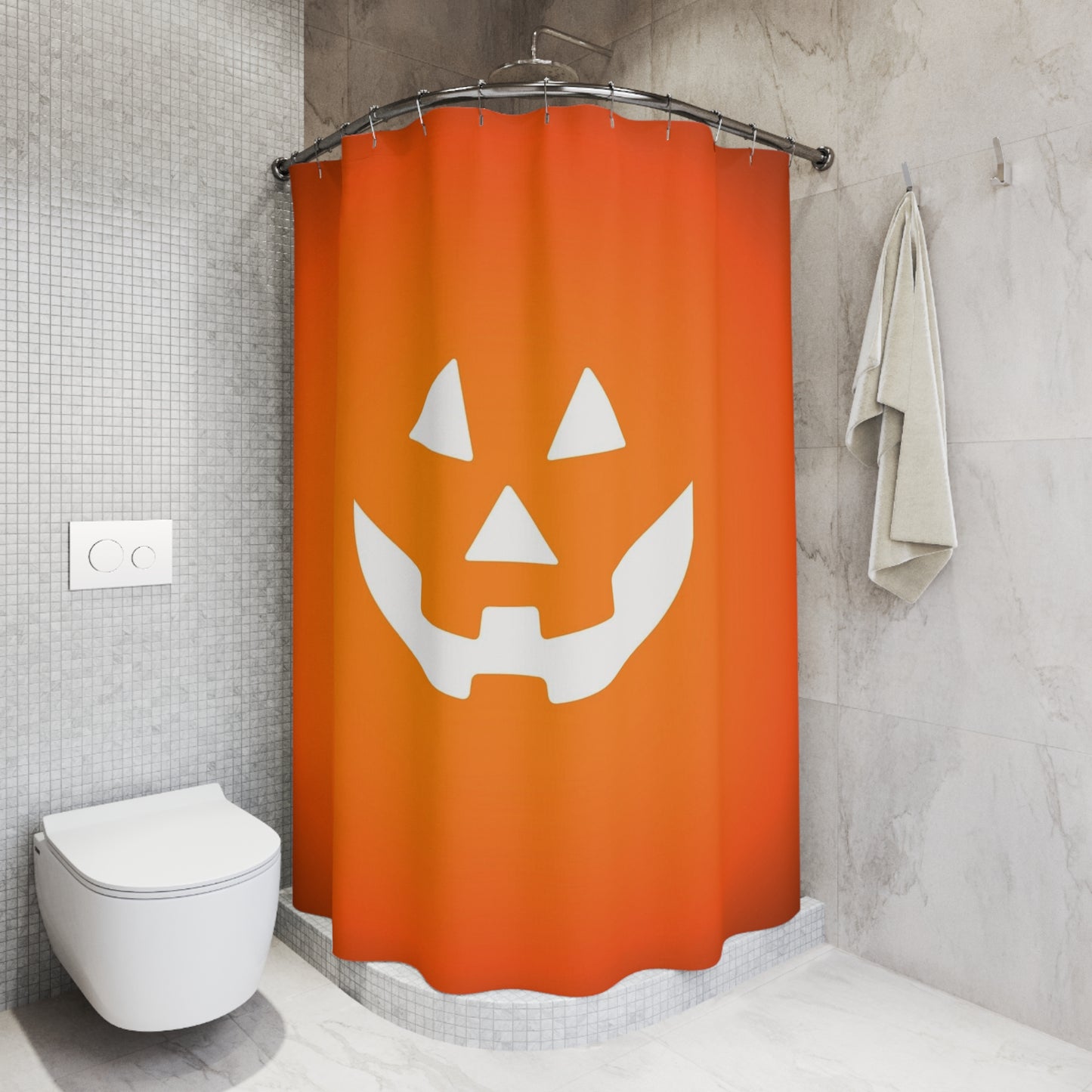 Halloween Pumpkin Shower Curtains | Festive Bathroom Decor, Jack-O'-Lantern Design, Fall Home Accents, Spooky Holiday Decor, [...]