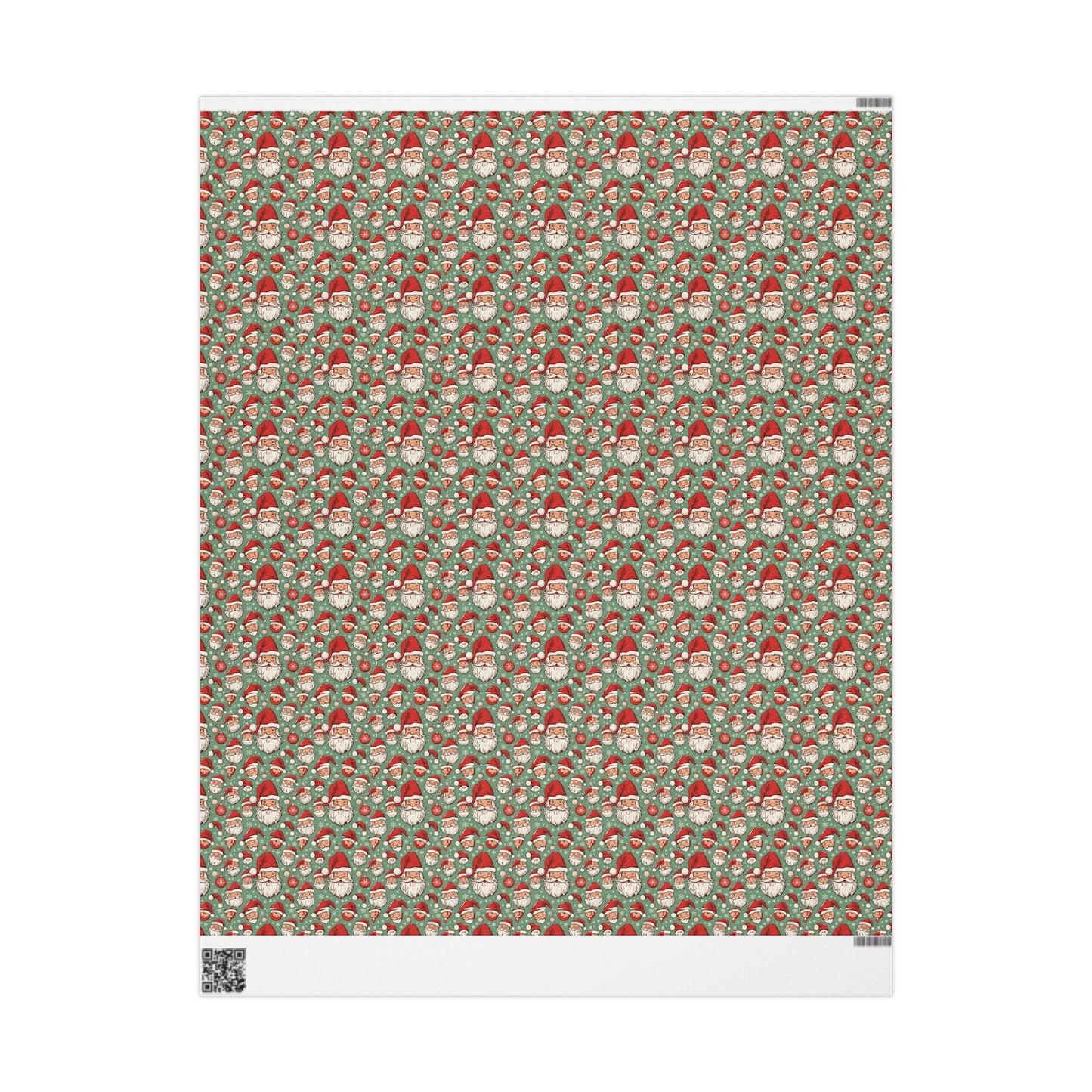 Christmas Santa Face Wrapping Paper Roll — Festive Green Holiday Gift Wrap
