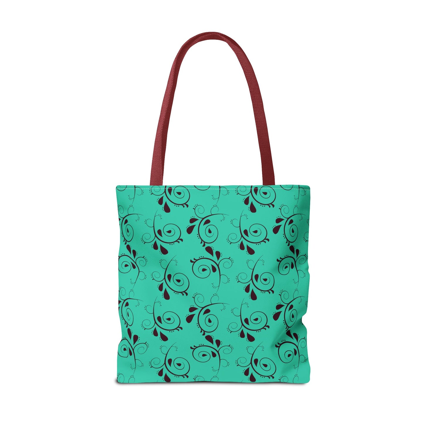 Turquoise Floral Swirl Tote Bag – All-Over Print Stylish Shopping Bag