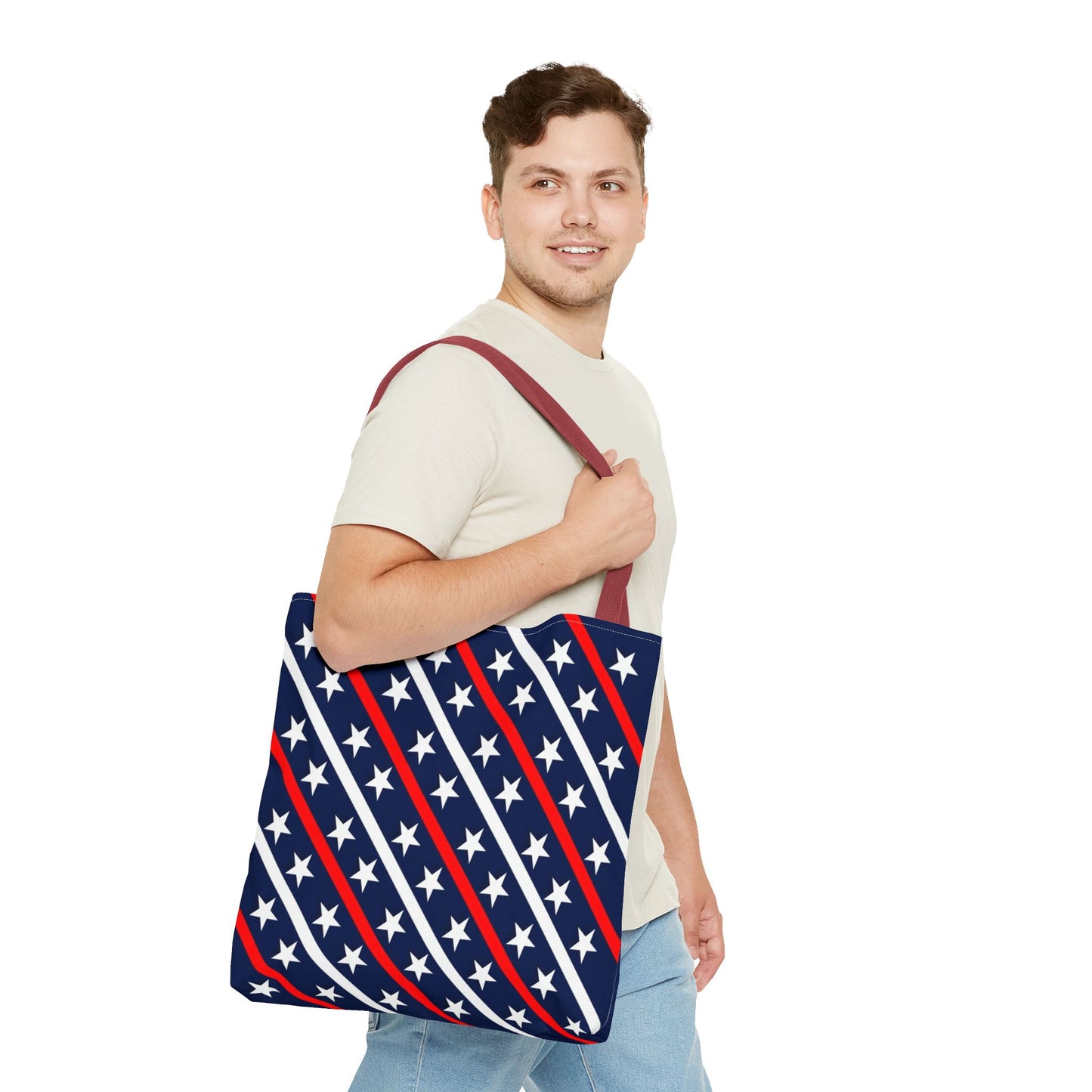 Patriotic Tote Bag, USA Flag Inspired, Star Patterned Purse, Summer BBQ, Independence Day, Memorial Day, Everyday Use