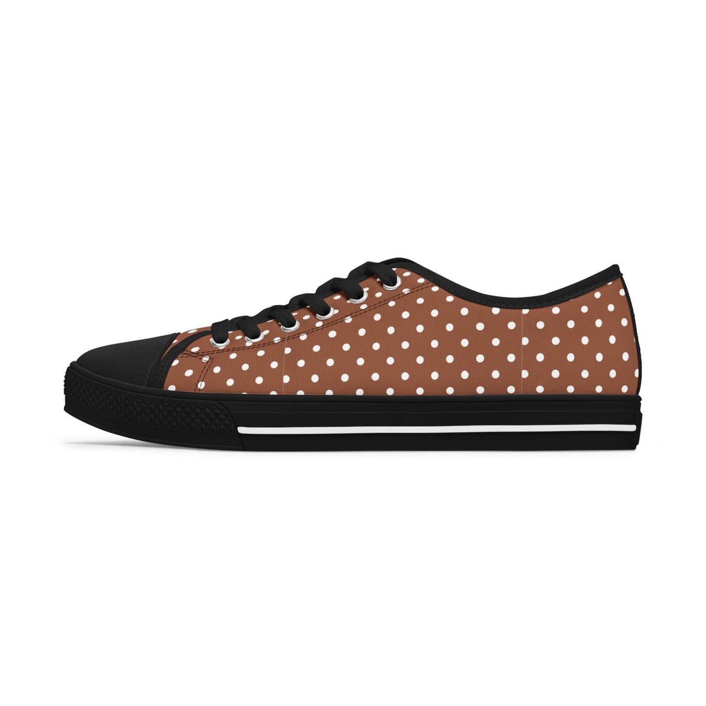 Brown Polka Dot Low Top Sneakers —  Casual Retro Canvas Shoes