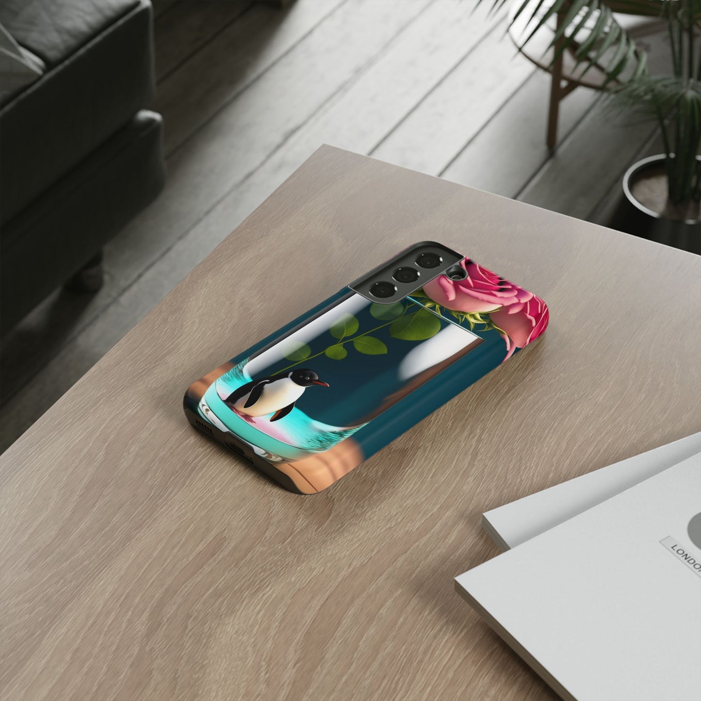 Penguin in a Glass Floral Tough Phone Case — Cute Protective Phone Cover